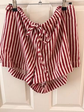 High-Waist Red & White Striped Women’s Shorts